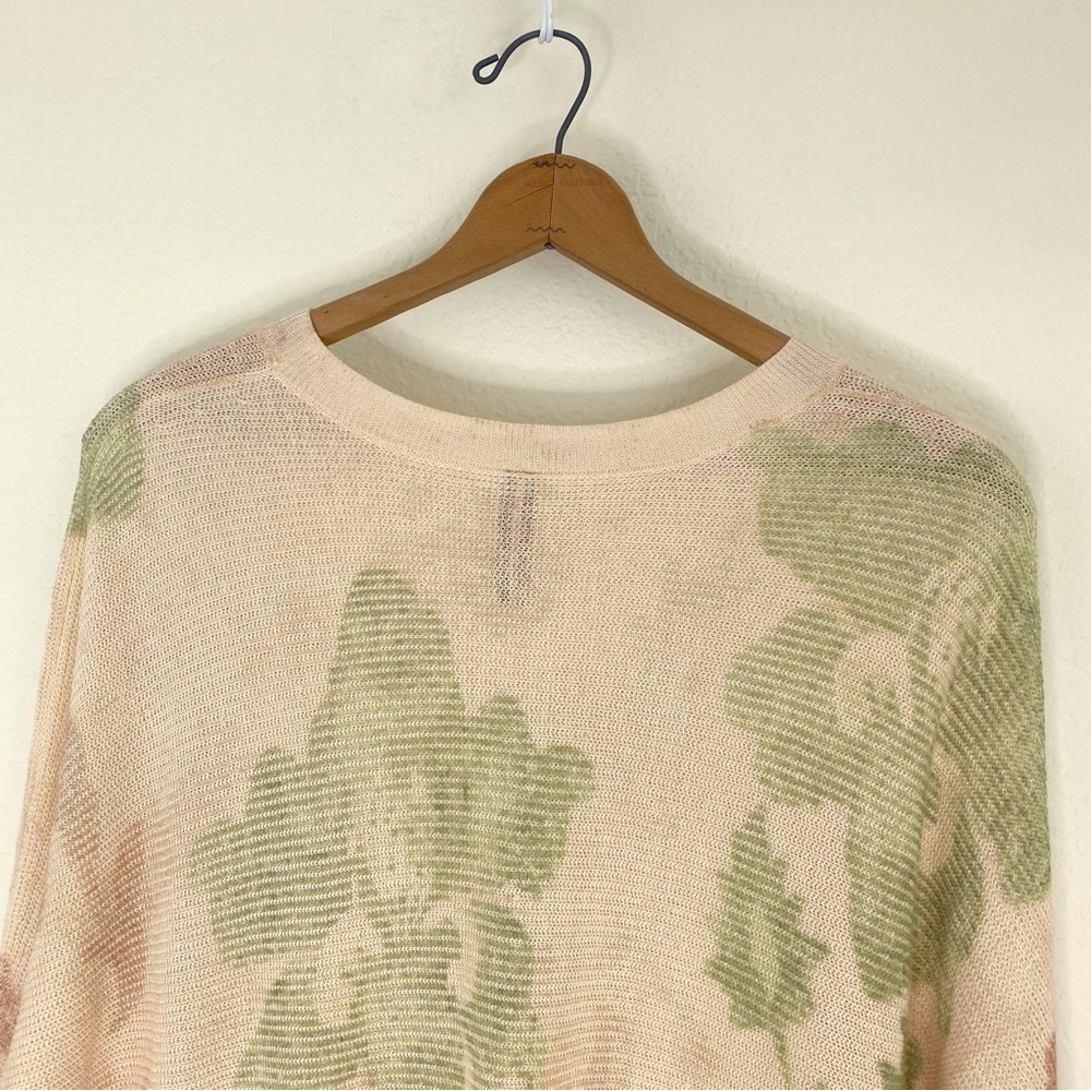 Anthropologie Printed-Linen Pullover Sweater Floral Lightweight Chic Breathable - Picture 12 of 16